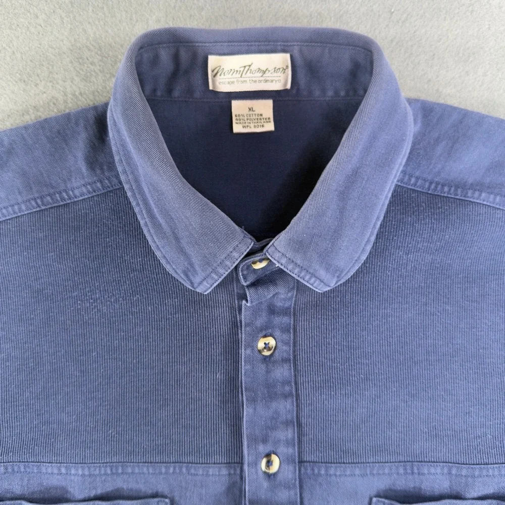 Vintange Norm Thompson Mens XL Double Pocket Normcore Short Sleeve Knit Polo